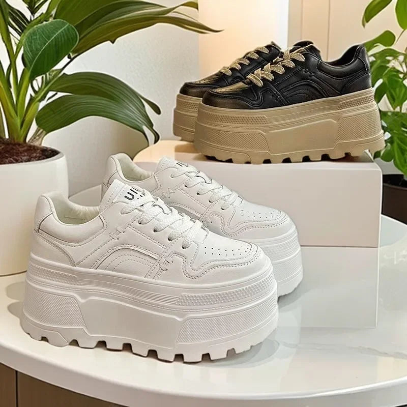 2025 Women’s Platform Running Shoes – Non-Slip Designer Lace-Up Vulcanized Sneakers, Wear-Resistant Casual Footwear