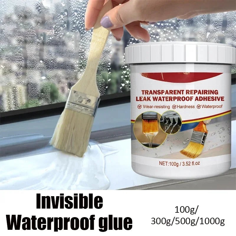 Invisible Waterproof Sealant Coating – Strong Transparent Anti-Leak Repair Glue with Brush Applicator (100–1000g)