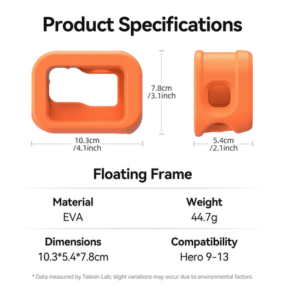 TELESIN Floating Waterproof Case – Buoyant Protective Diving Shell for GoPro Hero 9/10/11/12/13