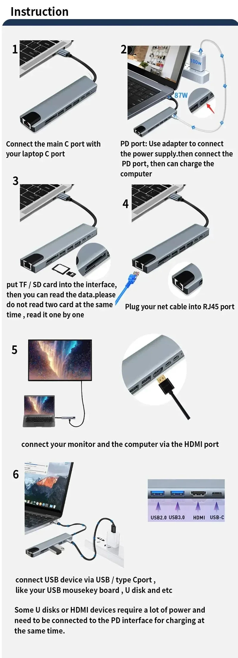 USB-C Hub Thunderbolt 3 Docking Station Splitter – Laptop Adapter for MacBook Air M1 & iPad Pro