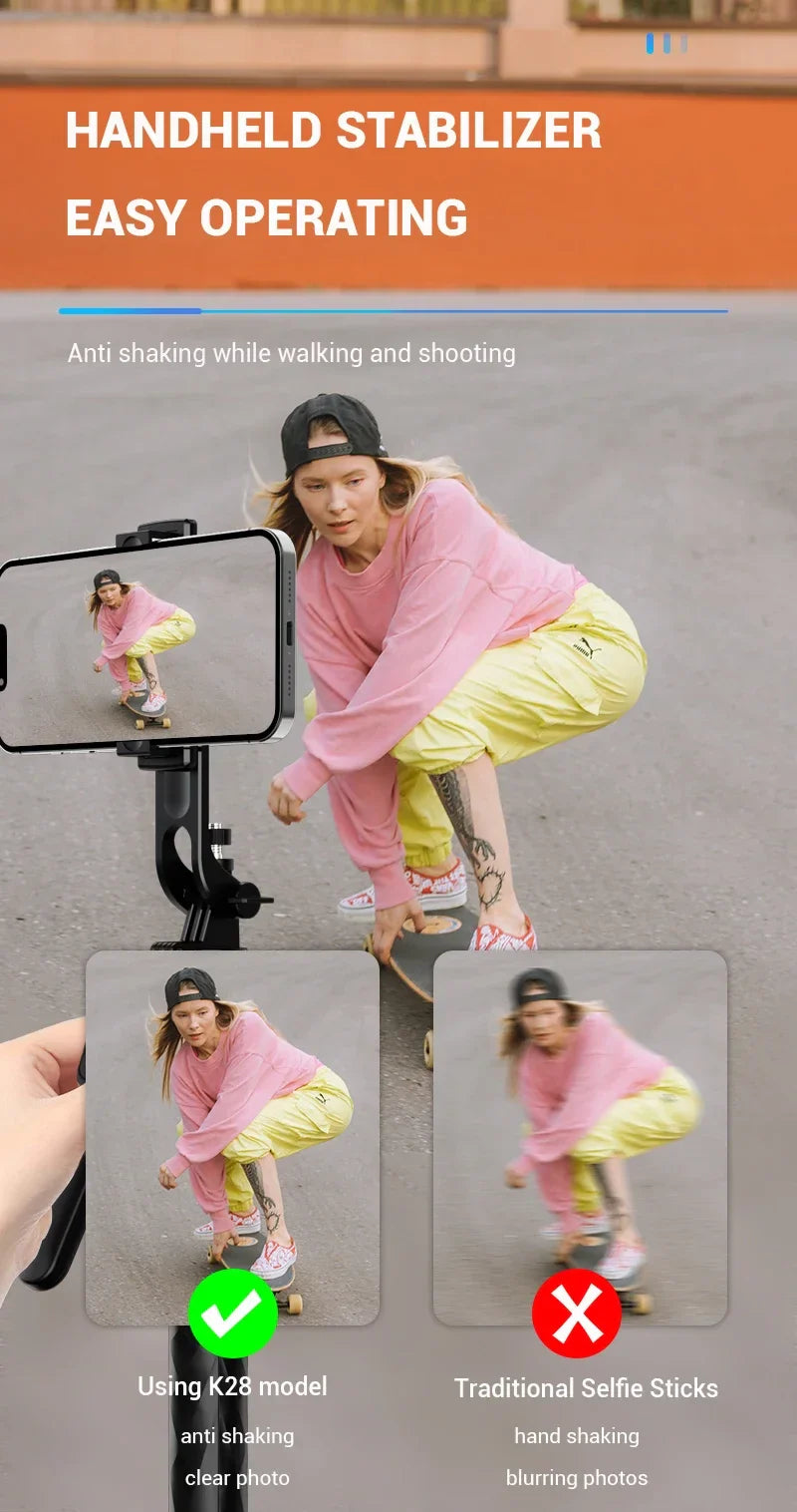 3-Axis Anti-Shake Selfie Stick with Bluetooth Remote – Retractable 1.7m Mobile Phone Holder with Flash & Live Stand