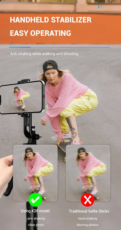 3-Axis Anti-Shake Selfie Stick with Bluetooth Remote – Retractable 1.7m Mobile Phone Holder with Flash & Live Stand