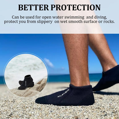 Men’s & Women’s 3mm Neoprene Water Socks - Low Cut Beach, Volleyball, Diving, Swimming, and Kayaking Booties with Flatlock Stitches