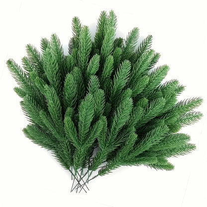 20pcs Artificial Green Pine Branches – DIY Christmas Tree & Winter Home Decor