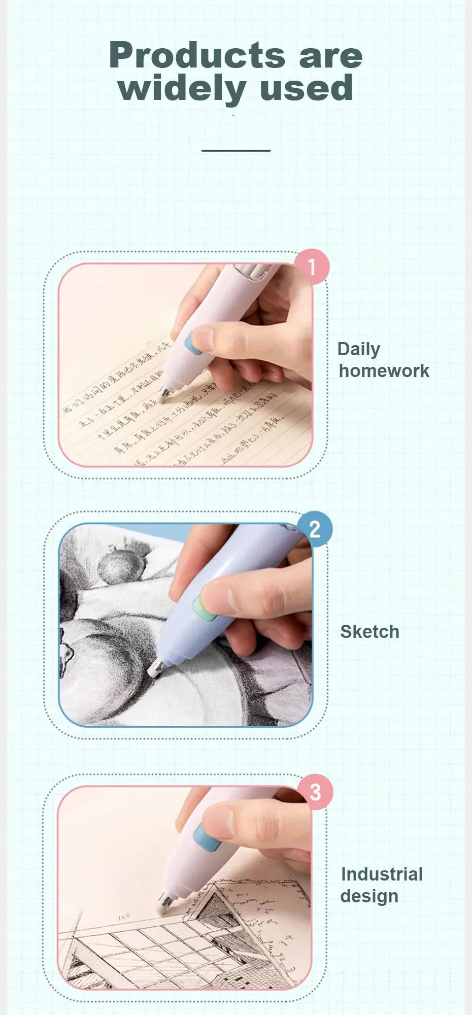 Deli Electric Eraser Pen — Automatic Sketch & Drawing Eraser with Refill Batteries for Kids