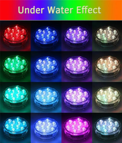 10LED RGB Submersible LED Light – Battery Operated Underwater Night Lamp for Pool, Garden, Wedding & Vase Decorations