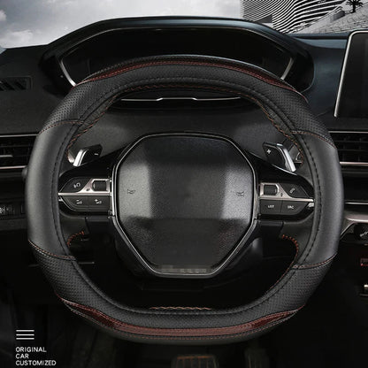 Peugeot 3008/4008/5008 Carbon Fiber & PU Leather Steering Wheel Cover — Auto Interior Accessory