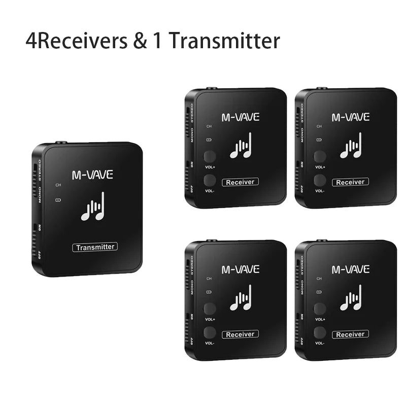 M-vave WP-10 2.4G Wireless Earphone Monitor – Rechargeable Transmitter & Receiver with Volume Button, Supports Stereo & Mono Cuvave