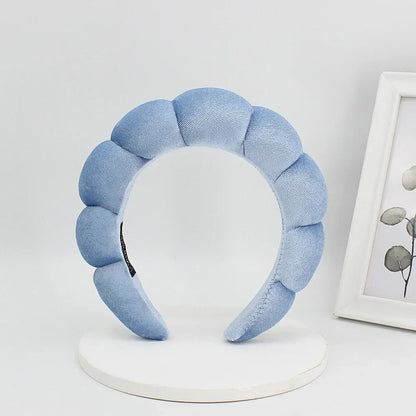 Velvet Sponge Spa Headband – Wide Padded Makeup & Face Washing Hairband for Skincare, Shower & Beauty Routine for Women & Girls