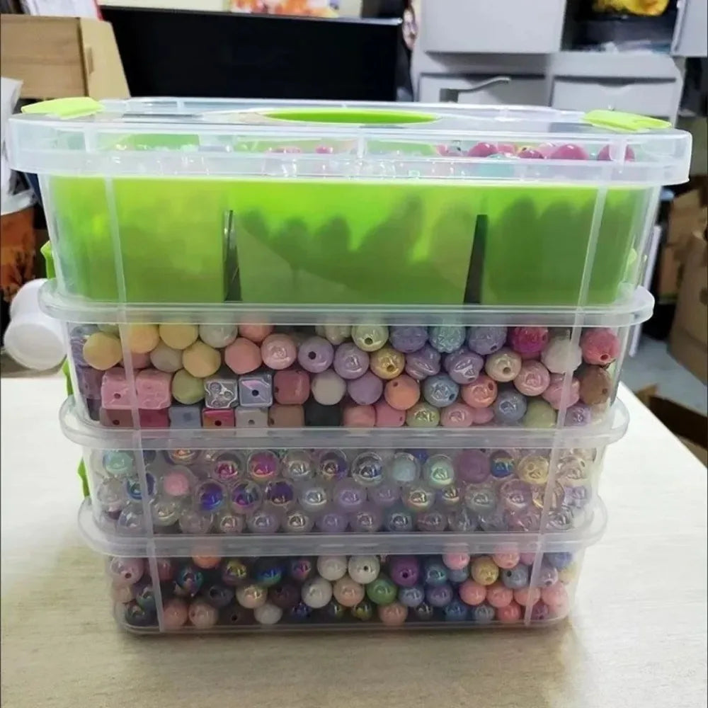4-Layer Stackable Transparent Organizer – Multi-Tier Plastic Storage Box for Kids Toys, Makeup, Jewelry, Office & School