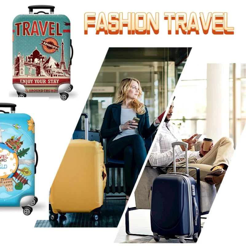 World Map Elastic Luggage Protective Cover with Zipper - Fits 18-32 Inch Suitcases, Trolley Travel Accessory