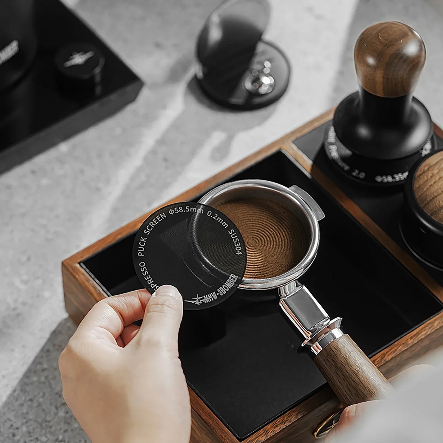 MHW-3BOMBER Espresso Puck Screen – 51/53/58.5mm Reusable Stainless Steel Coffee Filter, 0.8/0.2mm Thickness Coffee Tool