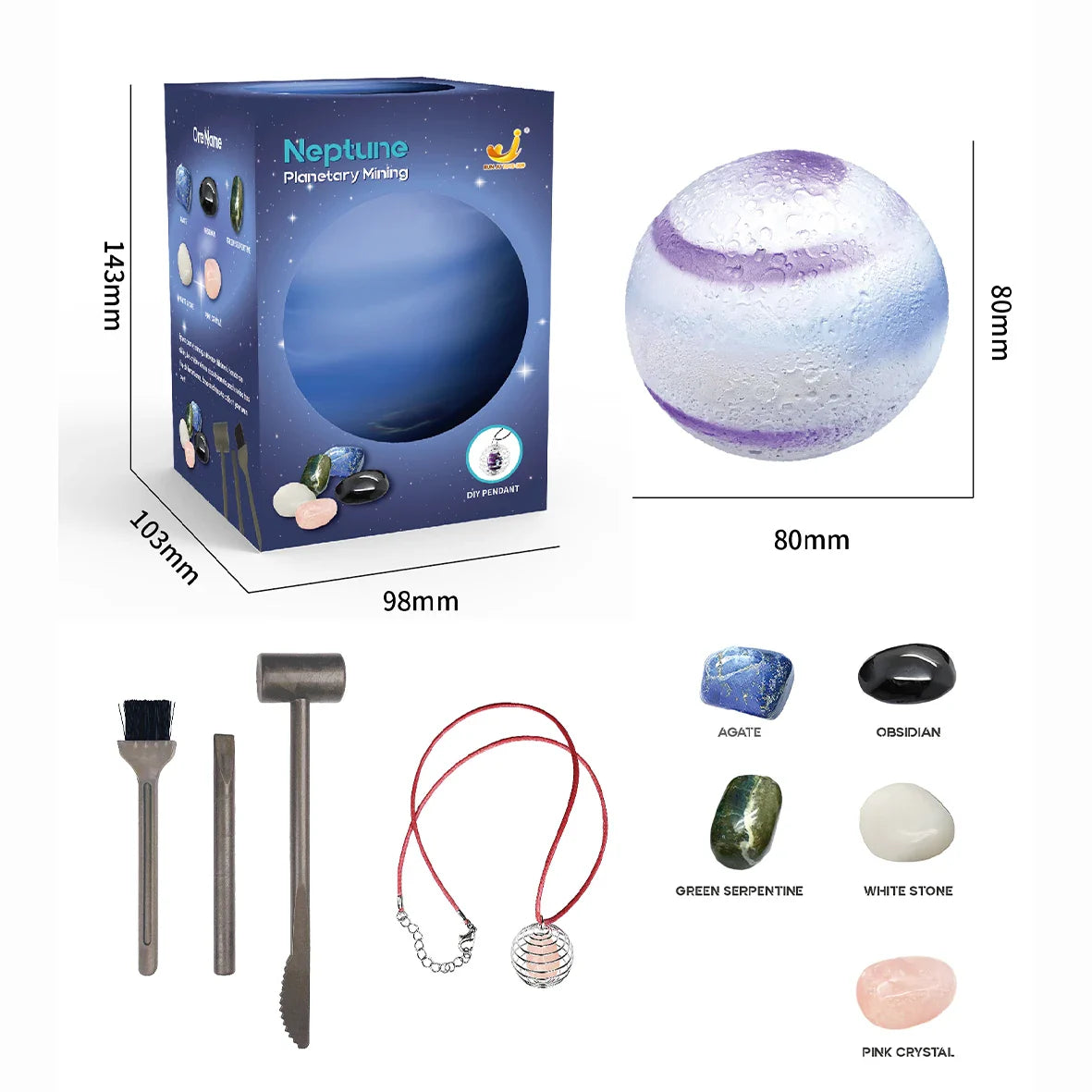 Solar System Archaeology Digging Toy Set – Kids Planet Gem Mining Science Educational Exploration Kit