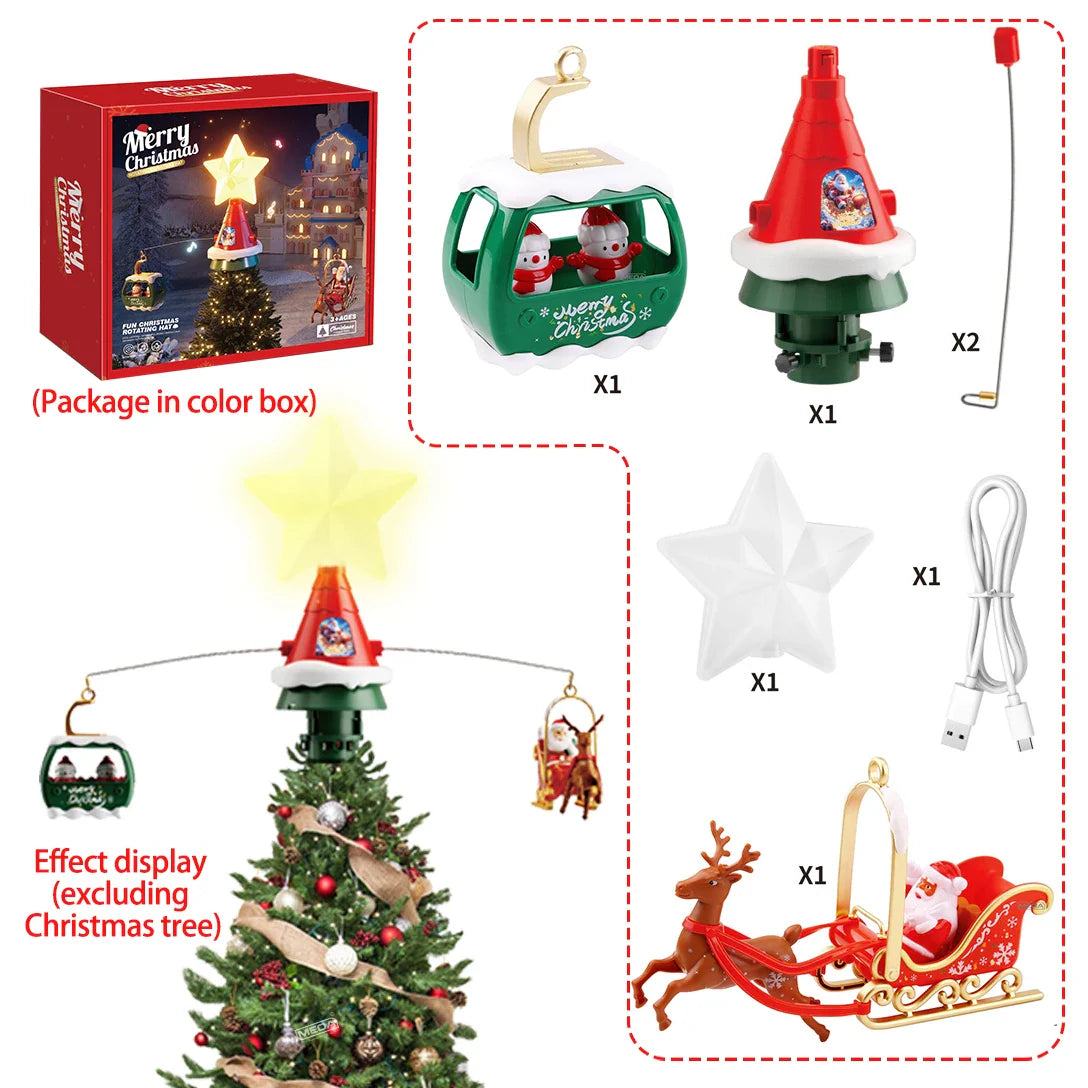 Battery Operated Railway Train with Sound & Light – Electric Christmas Tree Top Star Track Toy for Kids