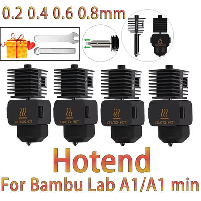 Hotend Kit for Bambu Lab A1 Mini 3D Printer – Hardened Steel Nozzle 0.2/0.4/0.6/0.8mm Assembly
