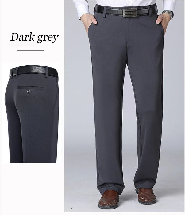 Men's Summer Trousers – Thin Business Casual Elastic Loose Fit Straight Pants | Classic Solid Color