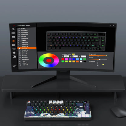 Wired Mechanical Gaming Keyboard with OLED Display – Hot-Swappable Pudding Keycaps, Full RGB Backlit for PC & Laptop