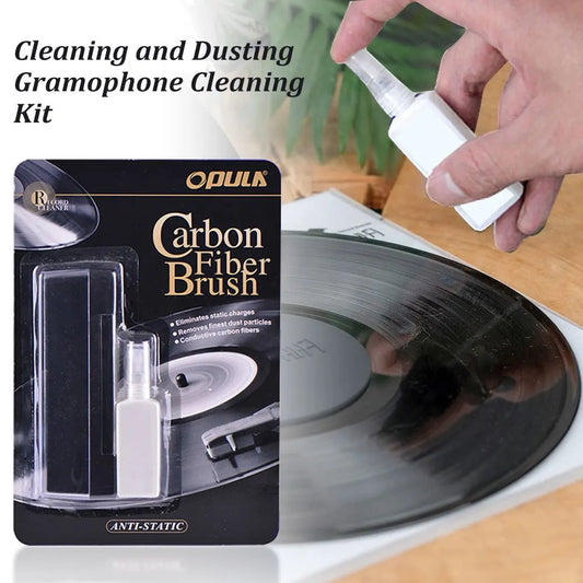 Vinyl Record Cleaning Kit — Anti-Static Brush & Cleaner for Turntables and Gramophones