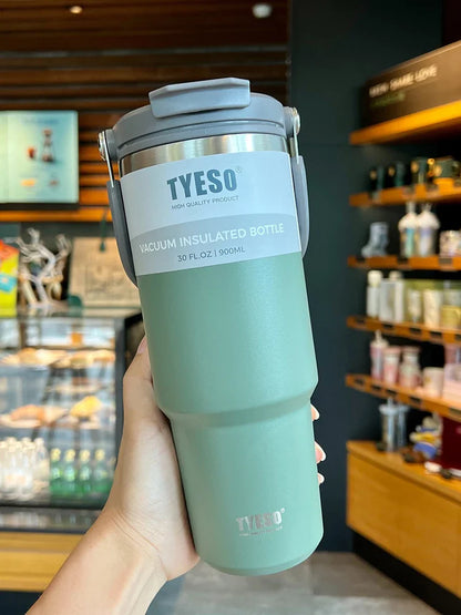 Tyeso Double-Layer Insulated Coffee Cup – Large Capacity Portable Stainless Steel Ice Cream Cup