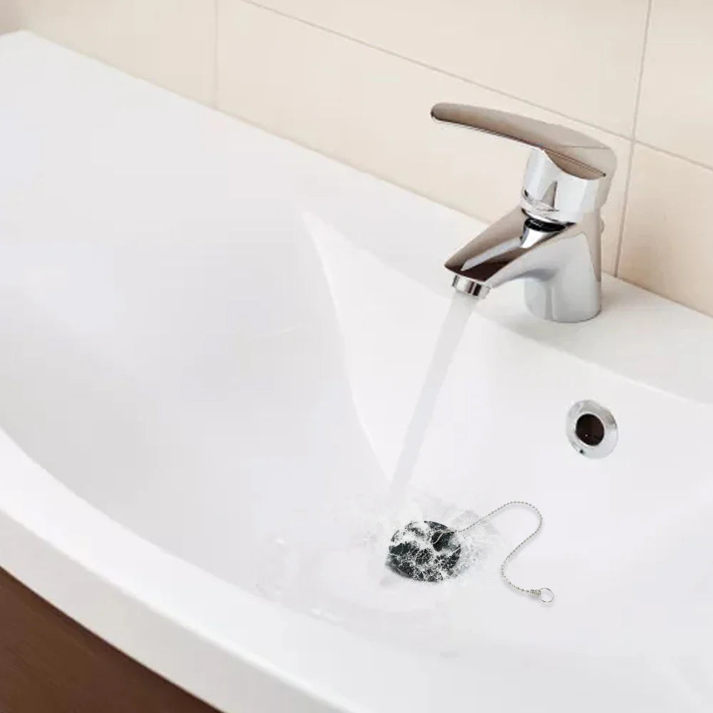 8/2PC Universal Sink Plug — Rubber Drain Stopper with Round Beaded Chain for Kitchen & Bathroom