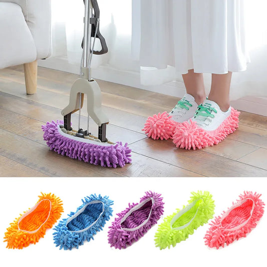 2PCS Chenille Dust Mop Slippers - Multi-Function Foot Socks Mop Caps for Effortless Floor Cleaning