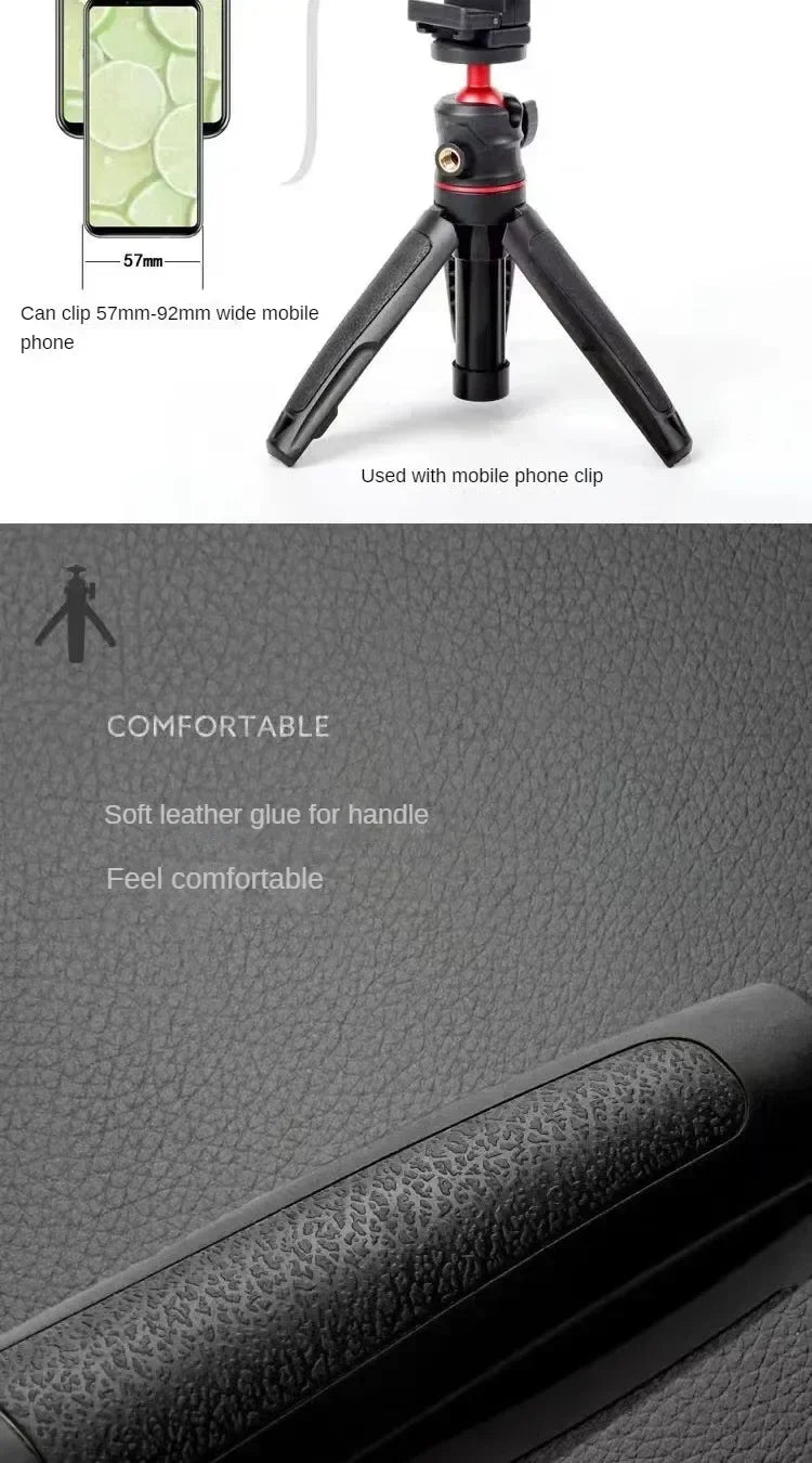MT-08 Mini Extendable Desktop Tripod – Handheld Photography Stand with Flexible Ballhead & 1/4" Screw Mount for Selfies