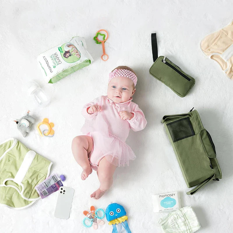Baby Stroller Storage Bag — Large Capacity Travel Hanging Mummy Bag with Phone & Bottle Holder, Diaper Bag for Pram Accessories