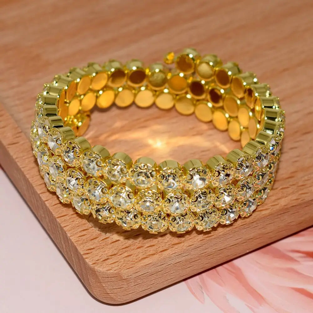 Women’s Rhinestone Crystal Bracelet - Glamorous Statement Jewelry for Stage & Special Events