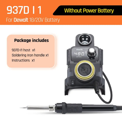 Silverflo 937D-I Cordless Soldering Station – Solder Iron with Sleep Mode, Compatible with DEWALT, Milwaukee, MAKITA 18/20V Batteries