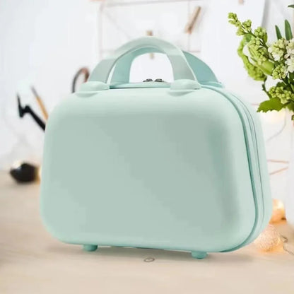Portable 14-Inch Mini ABS Travel Suitcase – Waterproof Handheld Luggage & Makeup Storage Box with Zipper