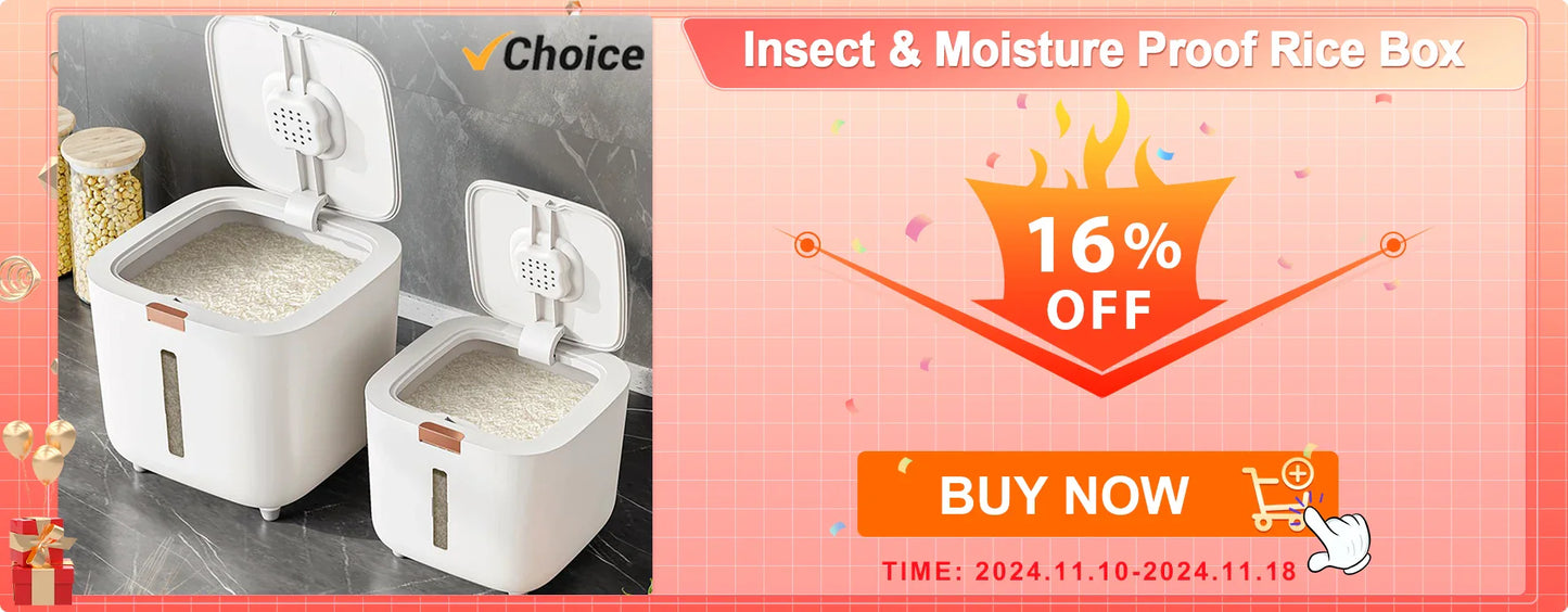 10KG Rice Storage Container - Sealed Cereal Dispenser with Buckle, Insect-Proof Grain & Pet Food Organizer