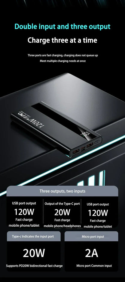 Xiaomi 500000mAh High-Capacity Power Bank — 120W Super Fast Charging Portable Battery Charger for iPhone, Samsung, Huawei