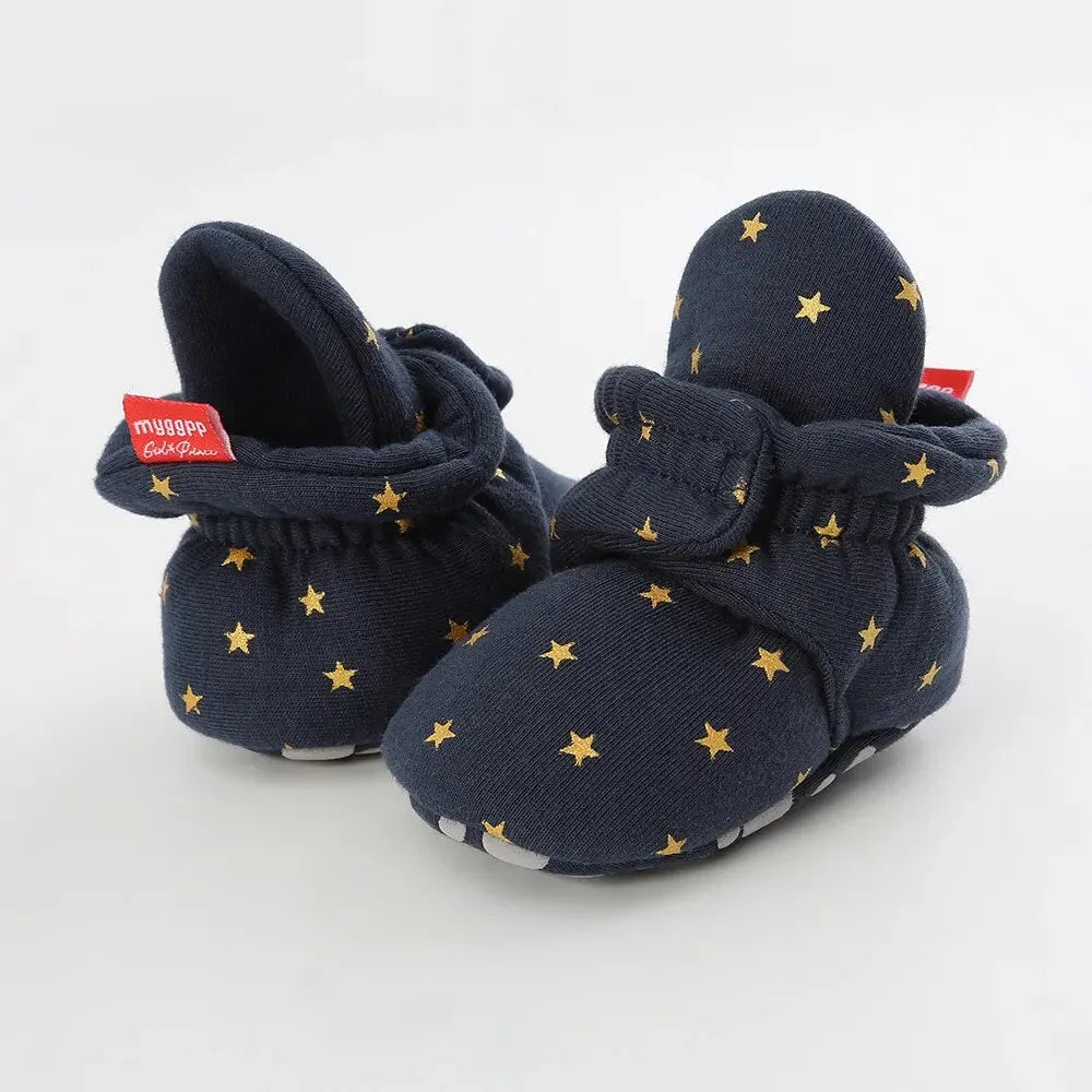 Meckior Baby Socks Shoes – Star Toddler First Walkers Booties, Soft Cotton Anti-Slip Shoes for Boys and Girls