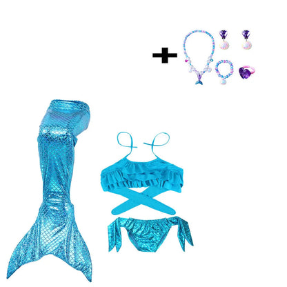 Little Girl Mermaid Tail Swimsuit — Kids Beach Bikini Cosplay Costume, Perfect Birthday Gift for Girls