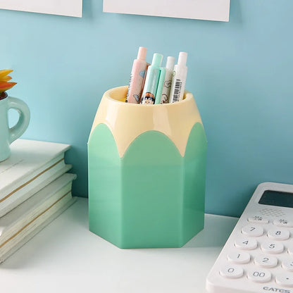 Cute Pencil Holder Desk Organizer - Large-Mouth Storage Box for Pens, Stationery & Makeup Brushes