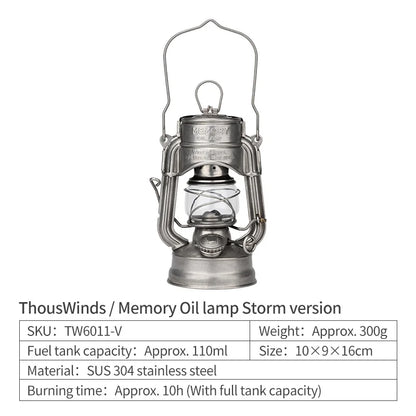 Thous Winds Memory Mini Oil Lamp – Portable Retro Camping Lantern for Hike, Picnic, and Backpacking