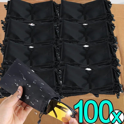 1/100pcs Portable Soft Cloth Sunglasses Bag – Waterproof Microfiber Dust Pouch Eyewear Storage Case