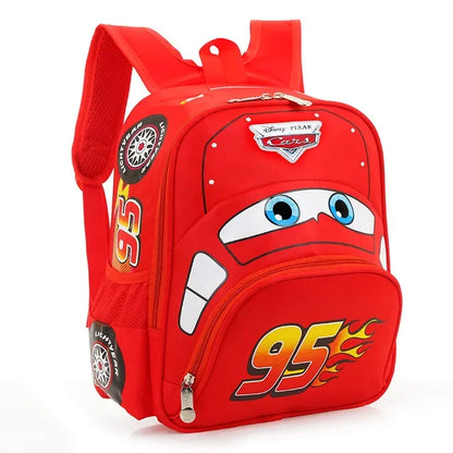 3D Cartoon Car Shape Kids Backpack — Large Capacity Kindergarten Schoolbag for Boys and Girls