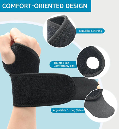 Wrist Wraps for Carpal Tunnel Relief - Adjustable Wrist Support & Thumb Brace for Joint Pain Protection in Sports
