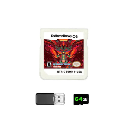DS 7800-in-1 Memory Card with 64GB TF Card & SDHC Adapter – NDS, NDSL, 3DS XL, 2DS XL Game Console Accessory