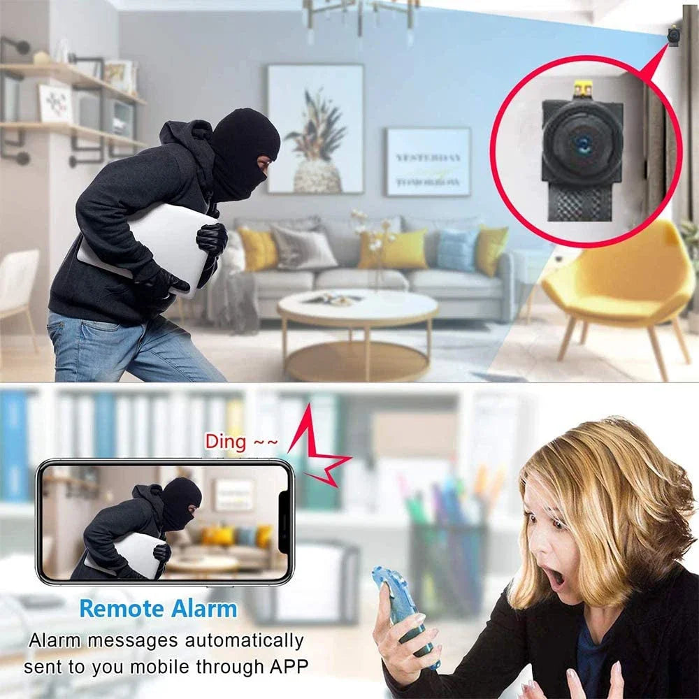HD 1080P Mini WiFi Camera DIY Module — Nanny Cam with Wide-Angle, Motion Detection, Alarm, Recording, and Phone App Support