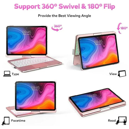 360° Magic Keyboard Case for iPad — Backlit Keyboard Folio for iPad Air 13/11, Pro 12.9/11, iPad 10.5/10.2, Air 4/5 & 10th Gen 10.9-inch