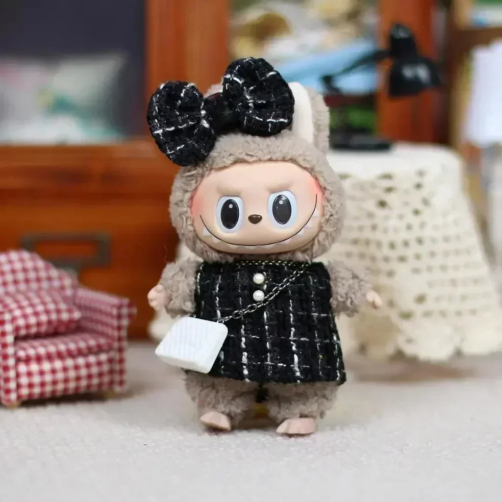 Mini Doll Clothes Outfit - Kpop EXO Labubu Idol V1 V2 Skirt & Sweater Set, Korea-Inspired Gift