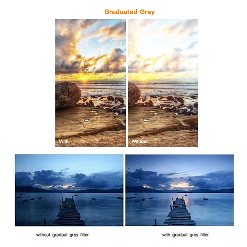 UV, FLD, CPL, ND (ND2/4/8), Star, Yellow Grad, Grey Filter Kit with Cleaning Set — Fits 37mm to 82mm Lenses