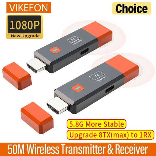 Wireless HDMI Video Transmitter & Receiver Extender Kit – TV Stick Dongle Adapter for PC, Camera, Laptop to Projector, Monitor & TV