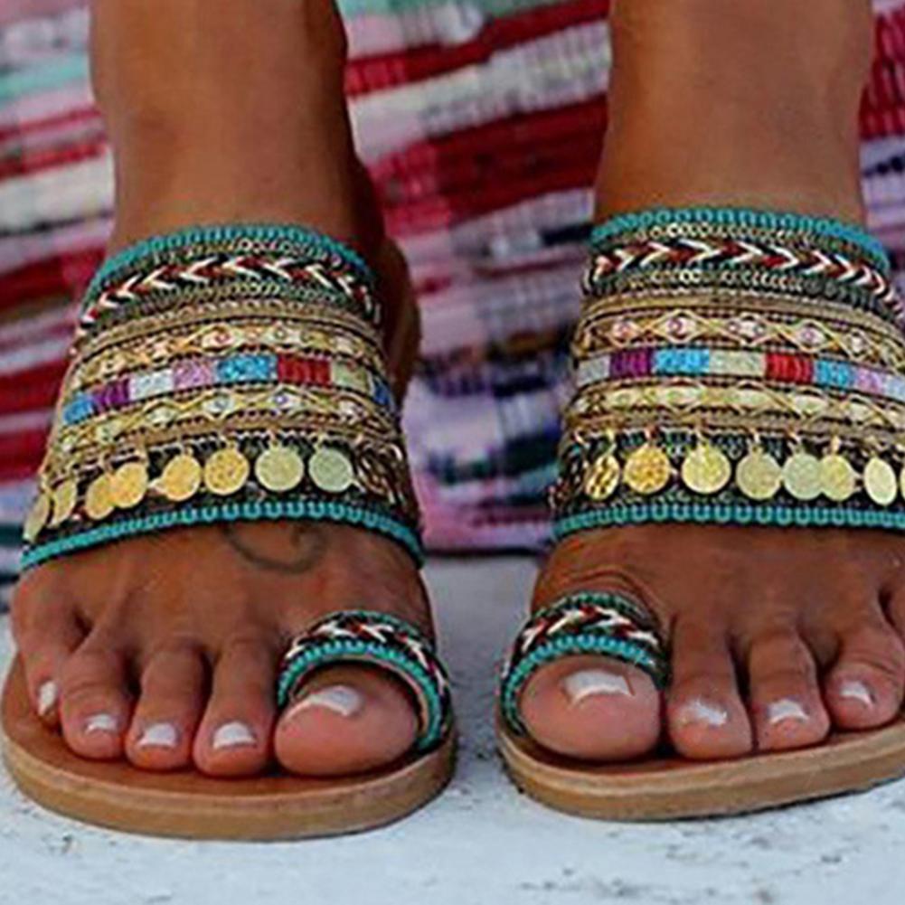 Stylish Women’s Bohemian Tassel Flip Flops – Trendy Knitted Sandals with Toe Ring Clip