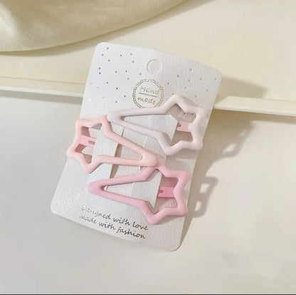 3PCS Candy Color BB Hair Clips – Y2K Star Heart Rectangle Metal Snap Barrettes for Girls & Women Cute Hair Accessories
