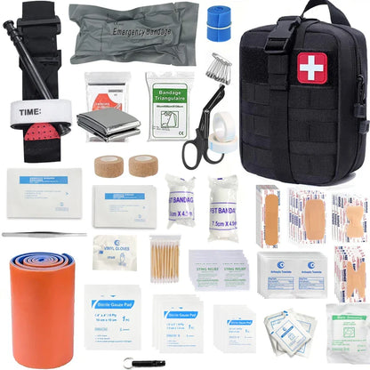 156pcs 30-in-1 First Aid Kit — Portable Home & Outdoor Travel Medical Kit for Camping, Boating, Hiking, and Mountaineering
