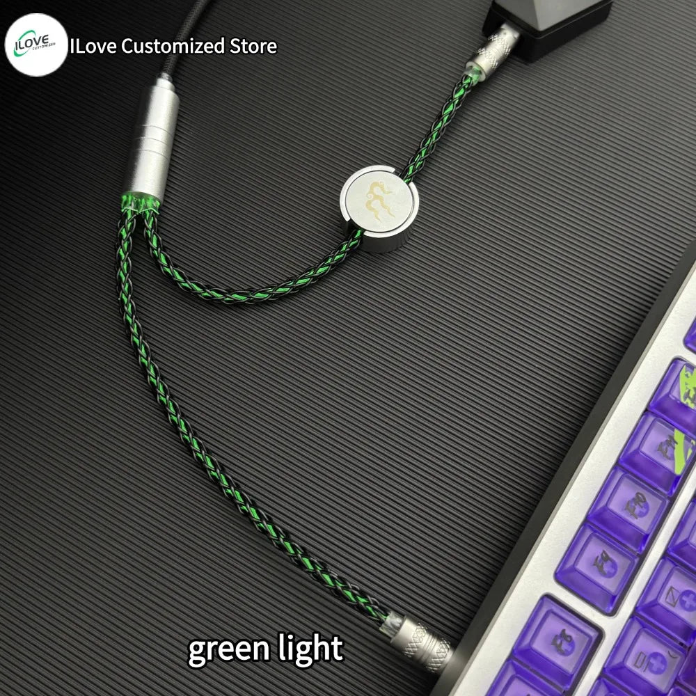 Magnetic Control USB-C Mechanical Keyboard Cable – Dual 8K 1-to-2 Type-C Fast Data & Power Lighting Support