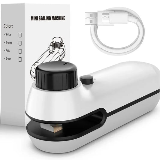 2-in-1 Mini Heat Sealer: Rechargeable Bag and Snack Sealer Clip - Handheld USB Plastic Package Sealer